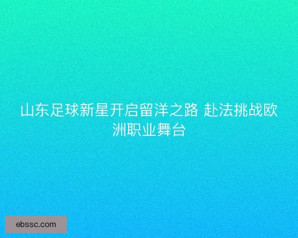 山东足球新星开启留洋之路 赴法挑战欧洲职业舞台